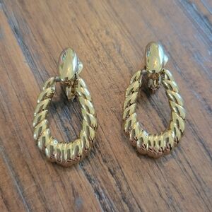 Vintage Crown Trifari Door Knocker Clip On Earrings